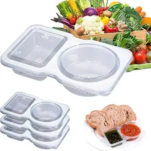 20PCS Reusable Snack Containers with Lids 2 Compartments Seasoning Container Sauce and Dip Containers Olive Oil Dispenser