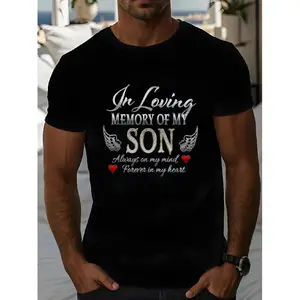 Unisex In Loving Memory Of My Son T Shirt Always On My Mind Forever In My Heart Memorial T Shirt for Loss Of Son Remembrance T Shirt for Bereaved Parents Memorial Keepsake T Shirt for Son Memorial Gift T Shirt for Son In Heaven