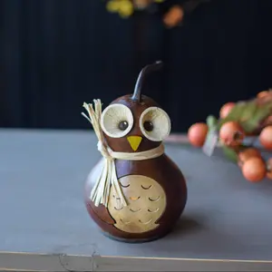 Hand-Crafted Owl Gourd - Professor Owl - Miniature