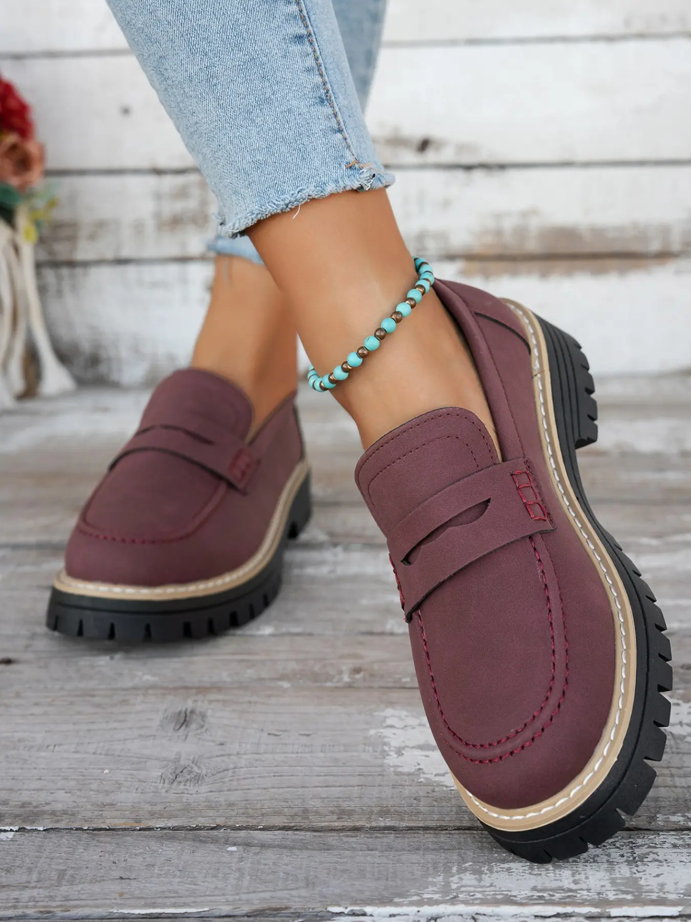 Women's Thick Sole Rubber Loafers, Comfortable Shoes, Wide Round Toe Slippers, Casual Flat Shoes, Modern Style All-Season Footwear, Versatile Flat Shoes