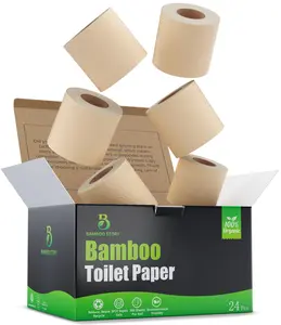 Bamboostory Bamboo Toilet Paper, Eco-Friendly, 3-Ply, Unbleached, Soft, Sustainable, Septic Safe, 300 Sheets per Roll, 24 Rolls per Pack