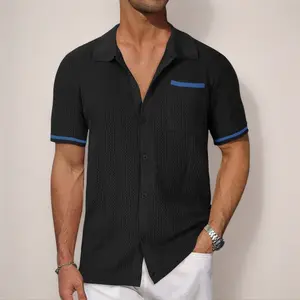 Short-sleeved Shirt Pocket Hollow Breathable Cool Summer Men's Casual Jacket Cardigan