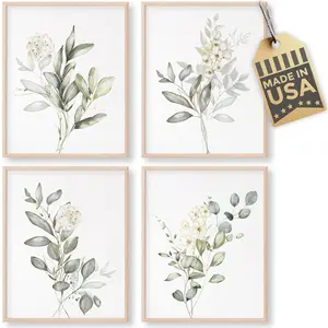 Botanical Watercolor Art Prints (Set of 4) | Unframed