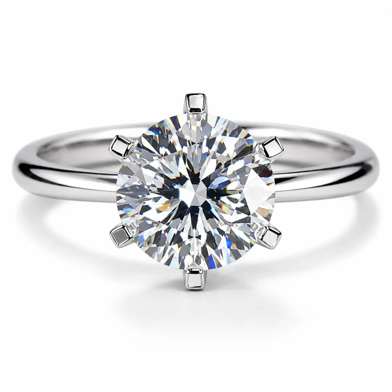 2.5CT Round Brilliant Moissanite Solitaire Ring, S925 Silver 6-Prong Classic Design, Timeless Engagement Promise Ring for Her queen ring