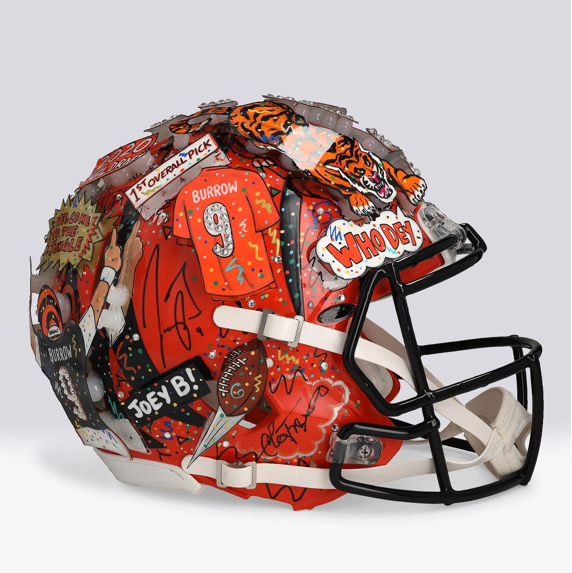 Joe Burrow Cincinnati Bengals Autographed Riddell Speed Authentic Helmet - Art by Charles Fazzino - NF70444338 - Fanatics Authentic Certified