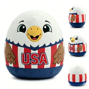 10 inch USA Eagle Stuffed Animal Toy, Cute American Flag Bald Eagle Plush Pillow Cushion for Fans Collectors Holiday Decor
