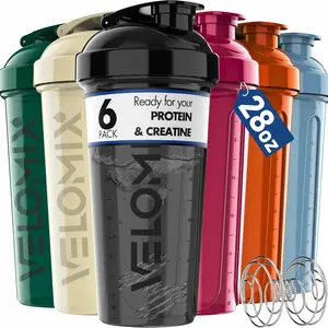 -6 PACK- Shaker Cups for Protein Shakes 28 oz - 6x Wire Whisk | Leak Proof Prot
