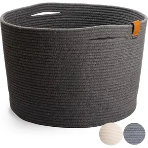 Large Storage Shoe Basket - Woven Derative Floor Basket for  Entryway | Charal Gray (17.7 x 11.4 inches)