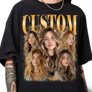 Custom Valentine Love Shirt For Girlfriend Boyfriend Personalized Bootleg Rap Tee Vintage 90s Style Photo Face Graphic Casual Streetwear Unique Couples Gift Trendy Outfit Halloween Christmas Gift