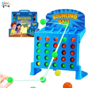 Bouncing ball shooting game, four-in-a-row bouncing ball game, four-in-a-row bouncing ball game, bouncing ball game family party game, fun ball tabletop game toy (suitable for adults and children, small size)