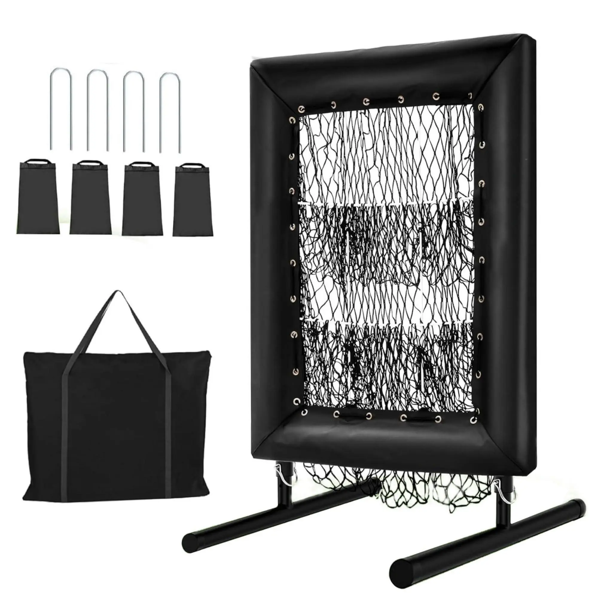 GARVEE Height Adjustable Baseball Pitching Net with 9 Hole, Easy Setup Softball Pitching Trainer with Strike Zone, Carrying Bag, Ball Included, Portable&Durable Rebound Net for Baseball & Softball