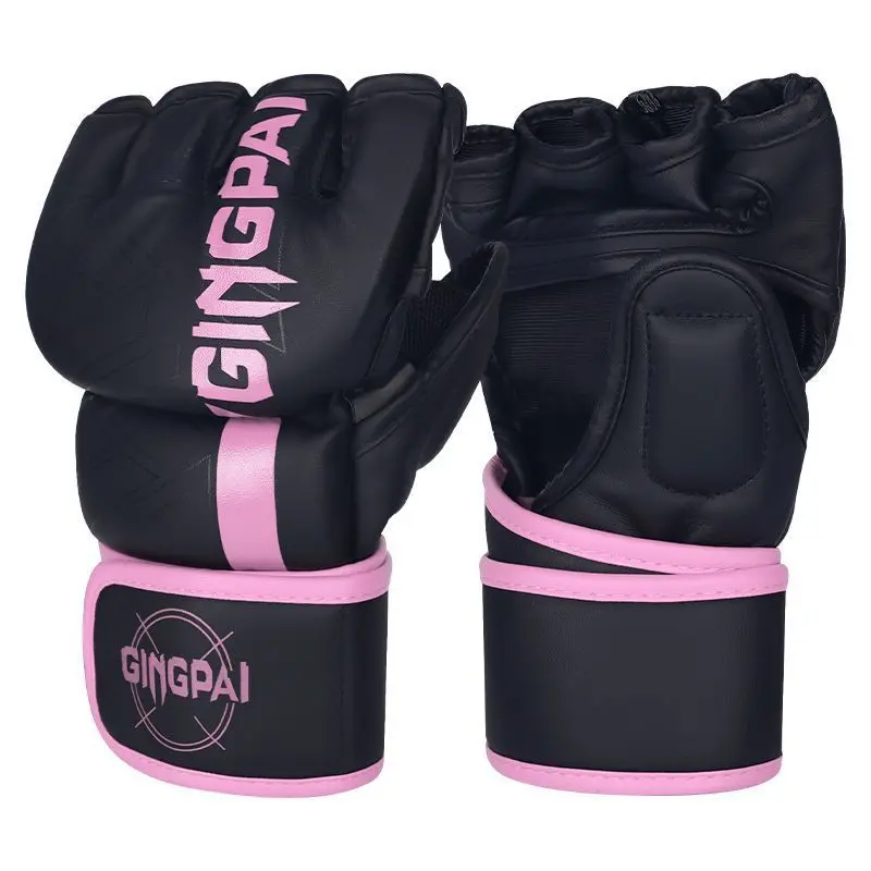 Snow leopard half finger black pink