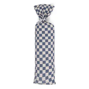 Checkers in Blue Swaddle, XL Baby Swaddle Blanket, Soft Bamboo Blend with Stretch, Cozy Snuggle Blanket, Nursing Cover + Stroller Cover, Blue Checkers, 45 x 45 in