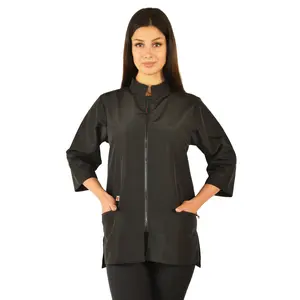 512 - Black 3/4 Sleeve Water Resistant Hair Resistant and Bleach Resistant Stylist Jacket