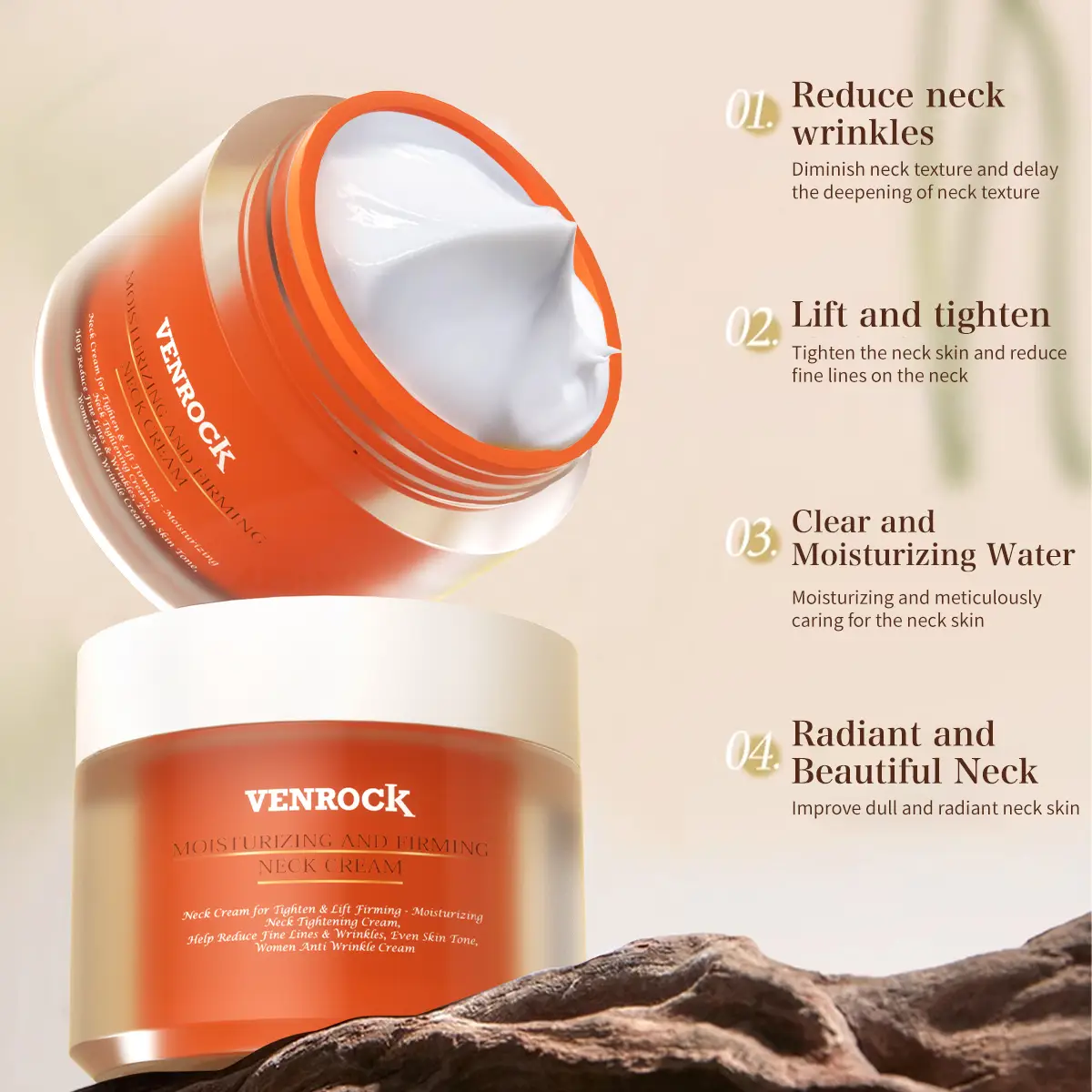 [S]VENROCK facial wrinkle cream, which firms the face and neck skin, is also a moisturizing cream and a unisex neck cream