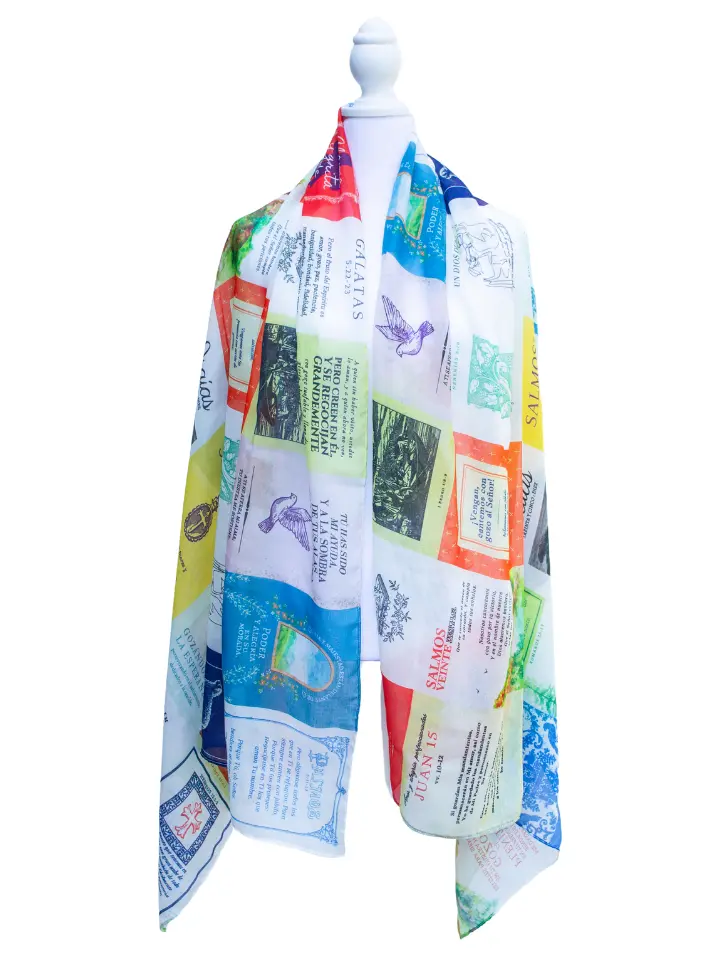 Pañuelo de Oración con Escrituras de Gozo - Regalos Cristianos - Estampado Colorido de Versículos Bíblicos - Chal de Oración Cristiano "La Alegría"