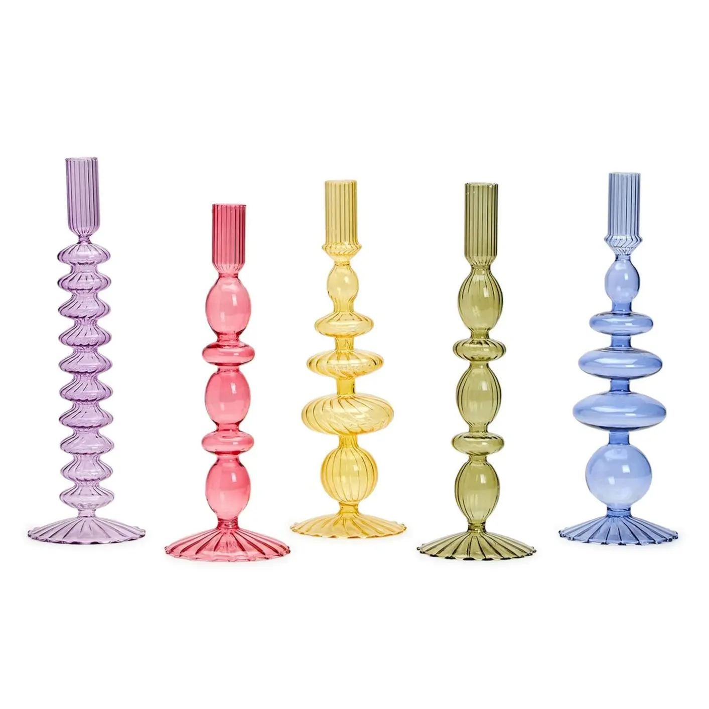 Colorful Taper Candlestick Candleholder Set of 5
