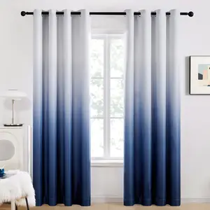 Ombre Curtains (2 Panels), Deconovo Black Out Thermal Insulated Gradient Curtains and Drapes for Living Room curtain