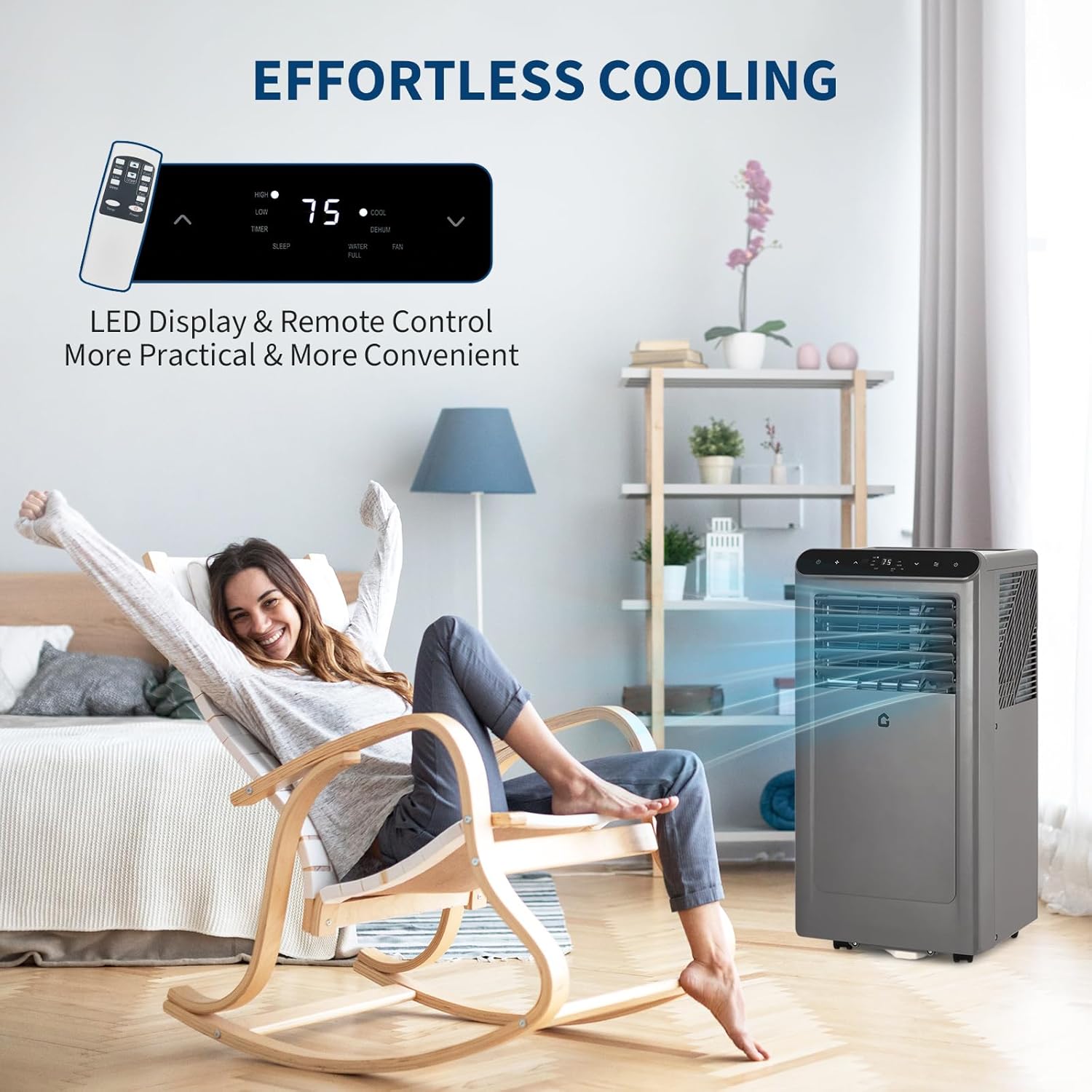 Garvee 10000 BTU Portable Air Conditioners, 4-In-1 Portable AC Unit for Rooms Up to 350 Sq. Ft, Dehumidifier, Fan, Energy Saving, Remote Control, 24 Hour Timer, Sleep Mode, for Bedroom/Office