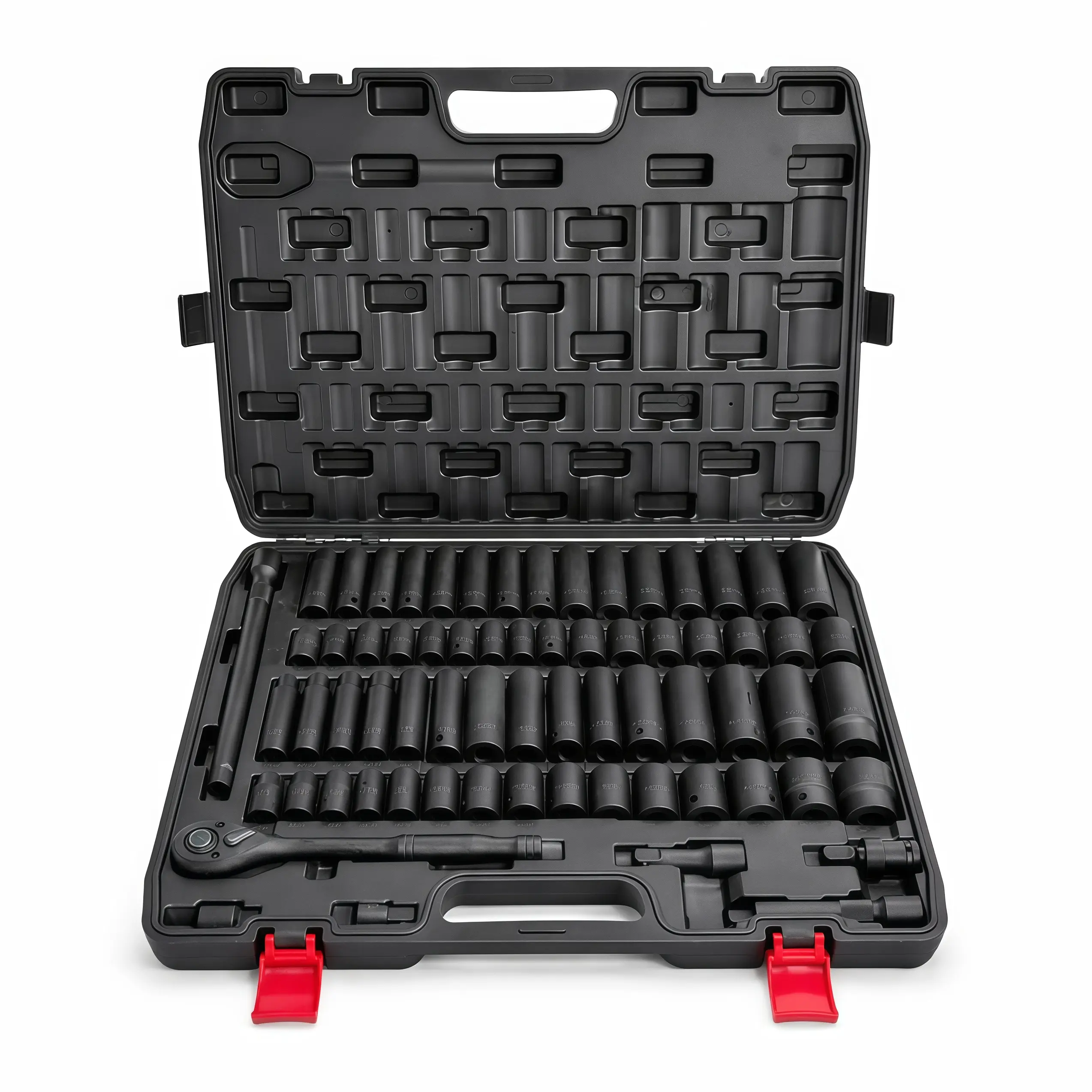 【FathersDayGift】1/2" and 3/8“ Drive Impact Socket Set, TikTokShopBlackFriday, 65 Piece Socket Set SAE 3/8" to 1-1/4" and Metric 10-24mm, 6 Point Cr-V Alloy Steel for Auto Repair, Rugged Construction, Easy-to-Read Size Markings, Storage Case Heavy Duty