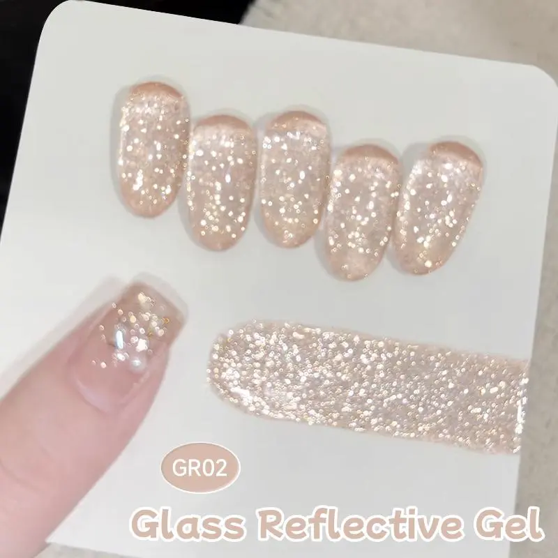 SUGAR 15ml Waterlight Reflective Gel Nail Polish Glass Glitter Sequins Nail Gel  Dark Flashy  Gel
