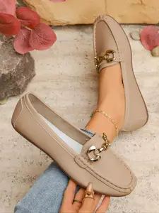 Women's Comfortable Walking Soft Sole Flats, Stylish Slip-On Casual Shoes, Ideal for Work, Versatile Fashion Choice All Year Round, Pu Leather Loafers, Western Slip On