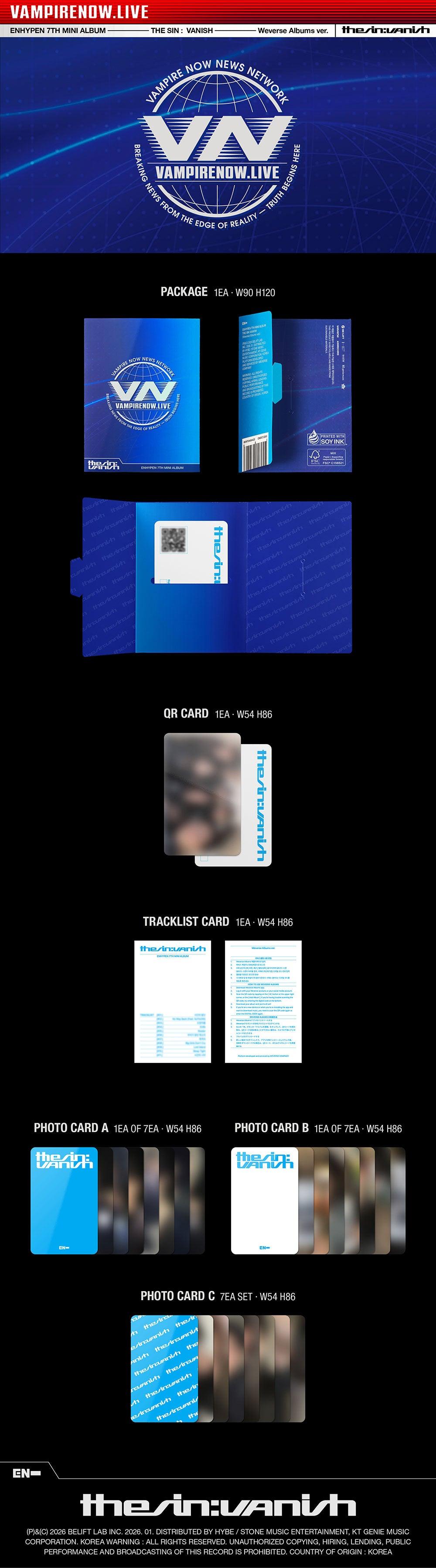 ENHYPEN – THE SIN : VANISH [Weverse Album Ver.] | 7th Mini Album