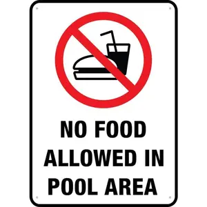 No Food Allowed In Pool Area 8"X12" Rust Free Aluminum Signs Outdoor, Metal Tin Sign For Home, Business, Yard