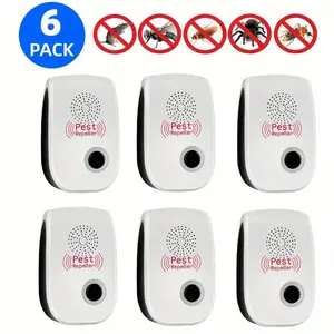 6 Pack Ultrasonic Pest Control Repeller for Insects Cockroaches Spiders Ants Mosquitoes Mice Safe Non Toxic Electronic Plug In Repellent for House Kitchen Garage Warehouse Yard
