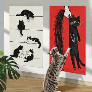 Indoor Cat Scratching Mat with Self Adhesive Backing, Cat Scratch Pad for Wall Sofa and Furniture Protection, Durable Claw Grinding Board, Interactive Cat Climbing Mat, DIY Cat Play Area and Stylish Home Decor