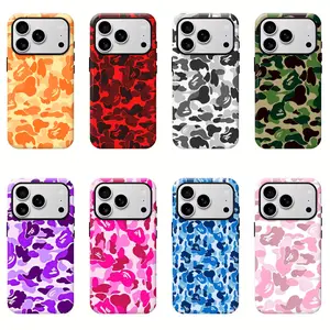 Bape Protective Camo Streetwear Phone CaseSuitable for iPhone 17/16/15/14/13/12/11 ProMax/Plus and Samsung Galaxy S23FE/22/23Impact Resistant Hard Case with ImpactDispersion Technology & Flexible Rubber LinerGlossy Finish UV Protected 2-Piece Design