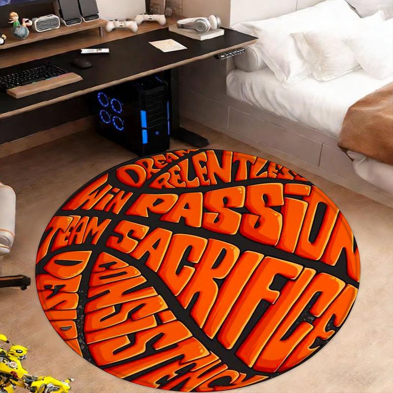 1pc Sports Theme Basketball Inspirational Rug, Durable Non-Slip Polyester Carpet for Gym Decor, Vibrant Indoor Home Decoration