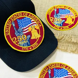 America’s 250th Anniversary Embroidered Patches Patriotic Eagle Statue of Liberty USA Collectible Sew-On or Iron-On DIY Decoration Independence Day 4th of July Patriotic Gift