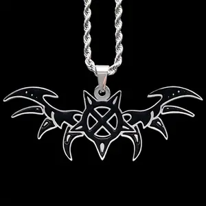 Ken Carson X Wing Necklace - Black Enamel Stainless Steel Teen X Pendant 1.5" Mirror Polished with Choice Chain Free Opium Gift Included