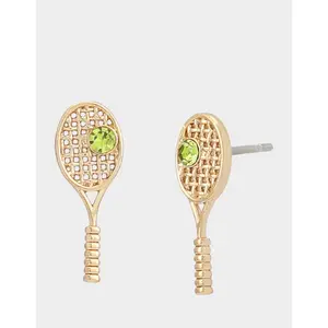 Betsey Johnson LOVE TENNIS RACQUET EARRINGS GREEN