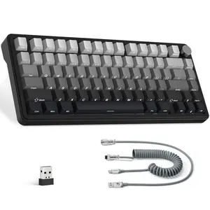 X85 75% Mechanical Keyboard, Ergonomic Mechanical Keyboard, Durable Keyboard, Wireless Keyboard with Cherry Profile Side Print PBT Keycaps, Custom RGB Gaming Keyboard with Coiled Cable for Win/PC/MAC, Wired Mechanical Keyboard