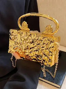 Women's Elegant Metal Decorated Handbag, Exquisite Trendy Chain Strap Crossbody Bag, Chain Shoulder Bag, Fashionable Bag for Work, Commuting, Shopping and Dating