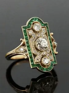 Classic Zircon Ring for Women, Radiant Rectangle Rings, Casual Copper Jewelry Gift, All-Season Wedding Party Accessory, Elegant Female Fashion Statement Piece