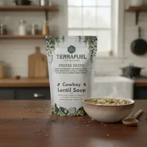 TERRAFUEL Cowboy Lentil Soup - Delicious, Healthy, Hearty, and Ready to Eat  in Minutes.  Just add Hot Water!