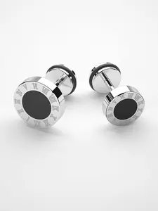 Roman Numeral Round Earrings Set, Unisex Trendy Hip-Hop Fashion Jewelry, Perfect Gift for All Occasions, Casual Style, Copper Material