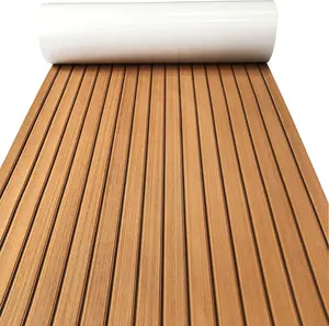 KXKZREN Boat Flooring EVA Foam Decking Sheet Faux Teak Marine Mat Non-Slip Boat Carpet Self-Adhesive Flooring for Jon Boats Motorboat RV Yacht Kayak Swim Platform
