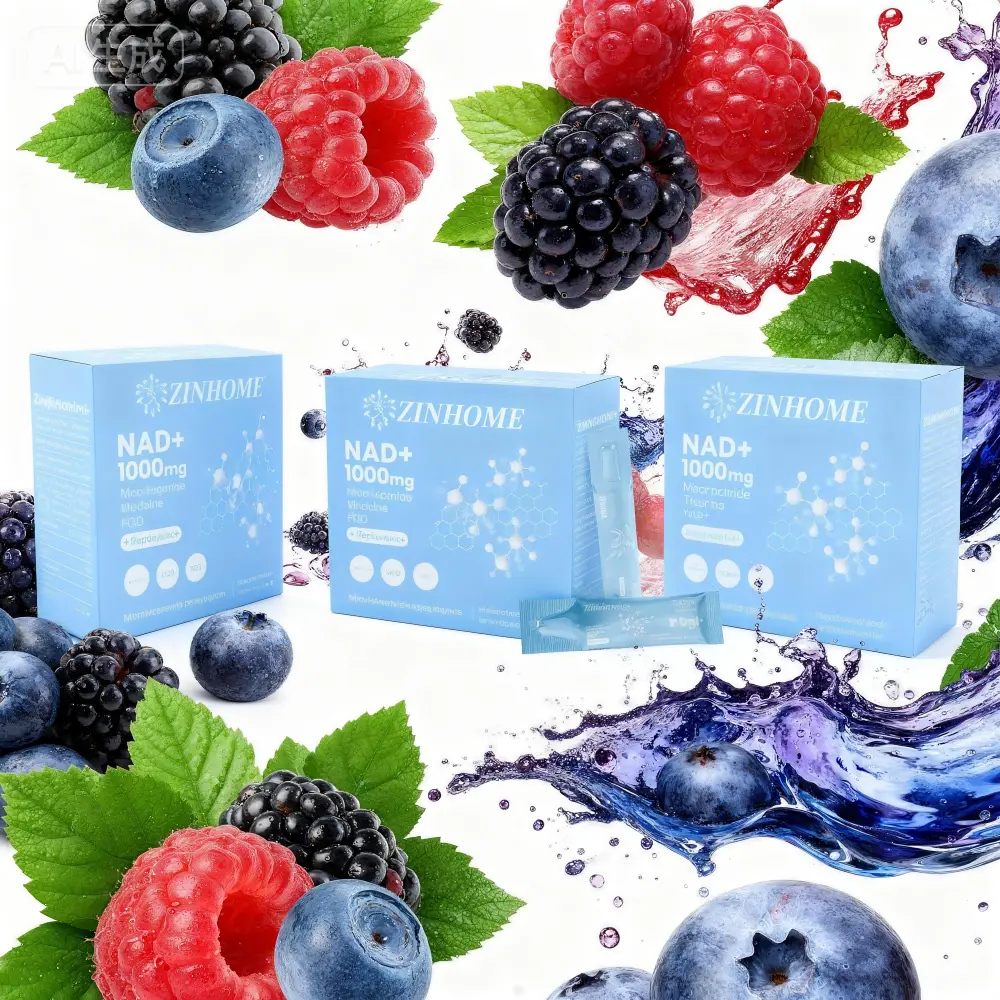 3PC ZINHOME NR1000 NAD+ Berry Juice, Containing Quercetin Plant Body, Trans Resveratrol PQQ,melatonin,Used for skin aging support, energy, and focus - 30 packs