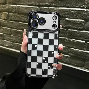 Black and White Checkerboard Phone Case for iPhone 17 Pro Max, 16 Pro Max, 15 Pro, 14, 13, 12, 11 Series - Ultra Thin, Shockproof, Lightweight and Durable. Smartphone Cover iphone 16 case iphone 15 pro max case Protection iphone 16 plus cases iphone 15