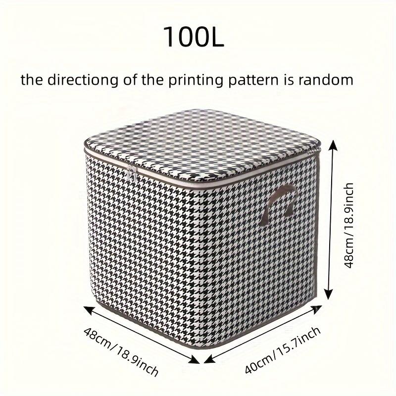 3-Piece Assorted Set, 100L/140L/180L, Stylish Foldable Zippered Storage Bags, Travel Organizer, Large Capacity, Portable, Moisture-Resistant Non-Woven Fabric Solution, Houndstooth Print Collapsible Multifunctional Bins