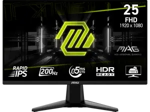 MSI 25" (24.5") 200 Hz Rapid IPS FHD Gaming Monitor Adaptive Sync 83% ADOBE RGB / 79% DCI-P3 / 100% sRGB MAG 255F E20
