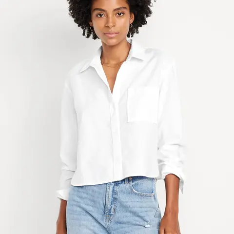 Old Navy Women's Cropped Button-Down Oxford Shirt