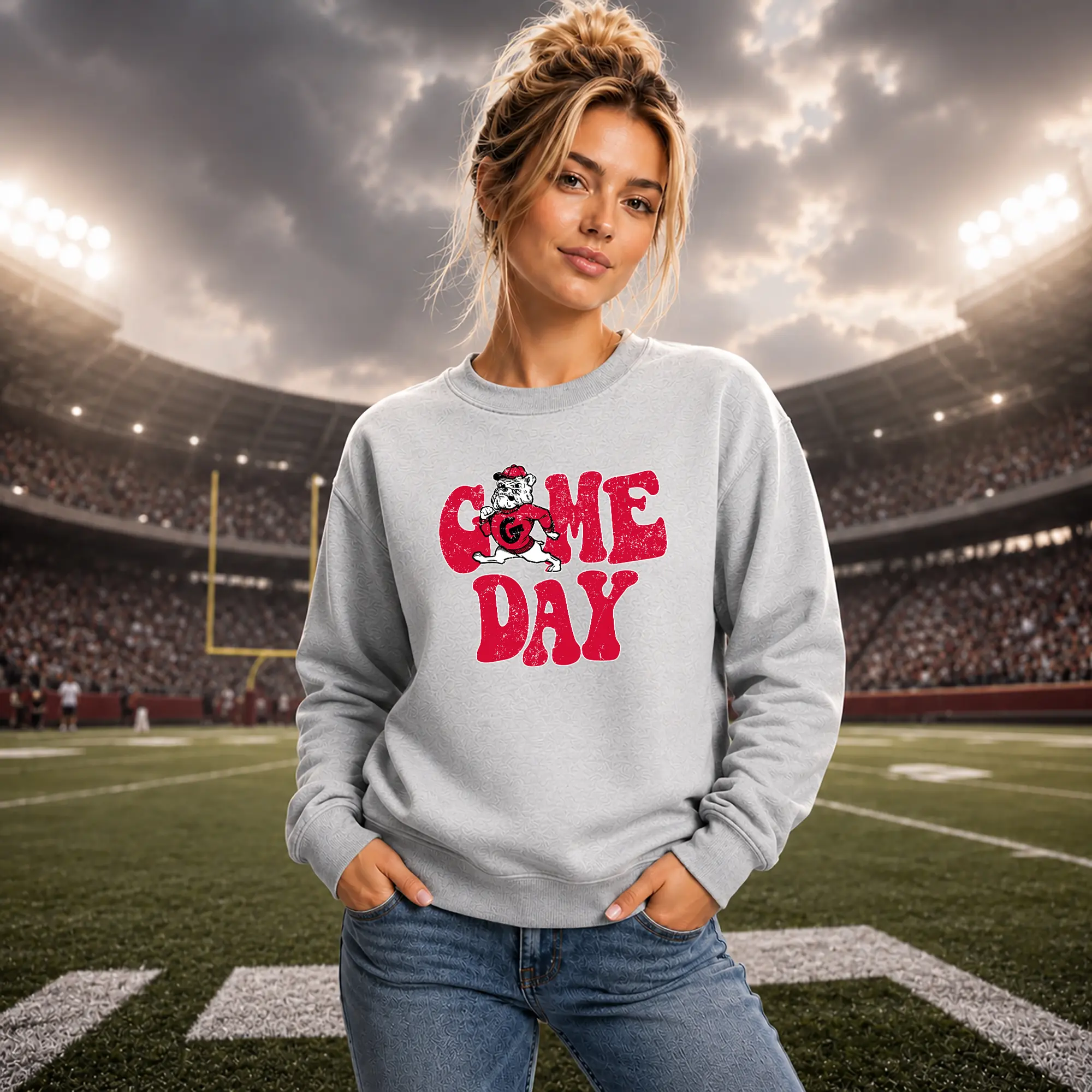 Georgia Vintage Football Game Day Sweatshirt, Retro Red and Black College Crewneck, Unisex Sports Fan Pullover, Tailgate Gift