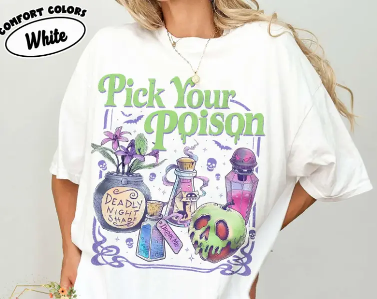 Pick Your Poison Vintage Comfort Colors Shirt, Princess Halloween TShirt, Kuzco Poison Apple Tee, Spooky Season, Villain Cartoon