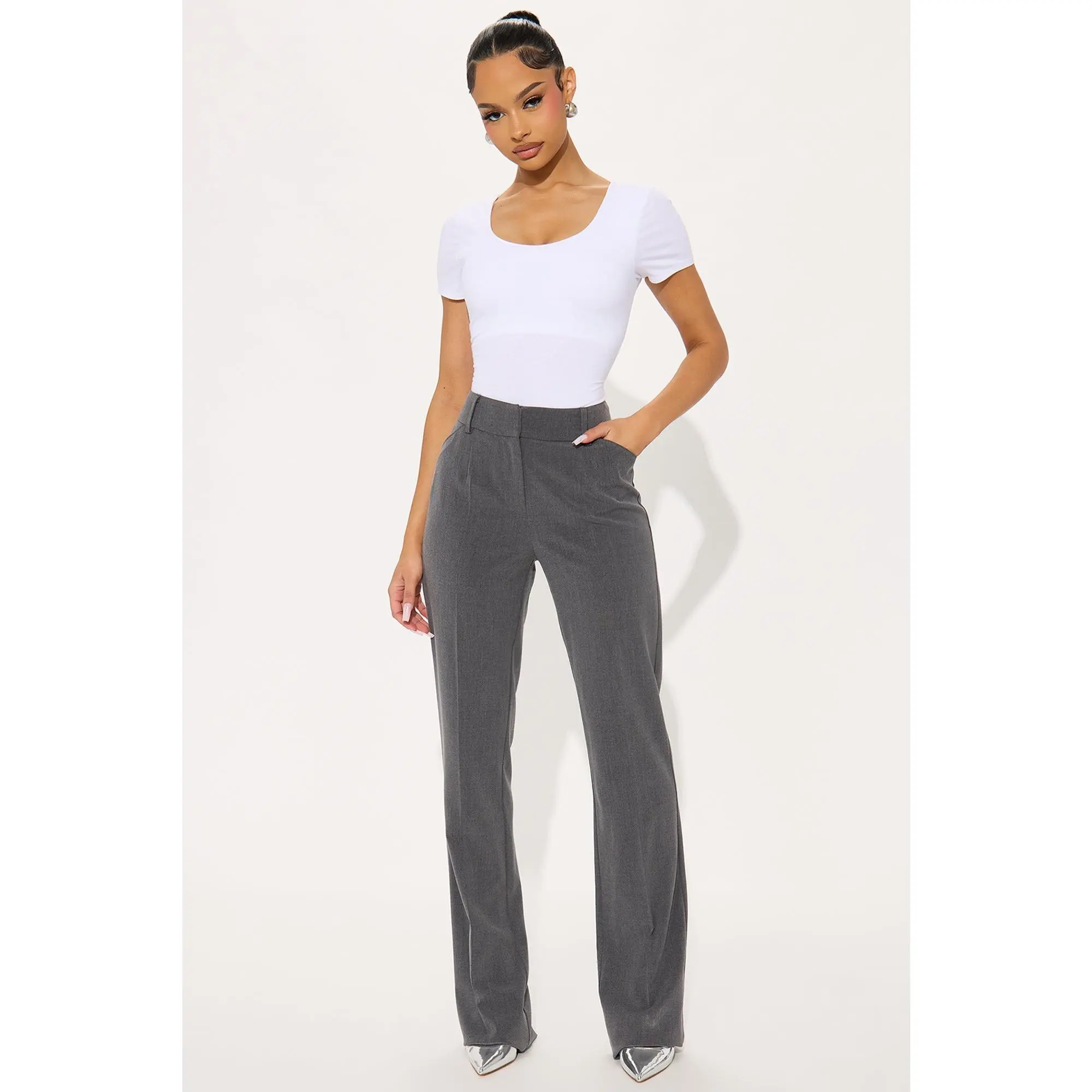 Tall Tasha Dressy High Rise Pants - Charcoal