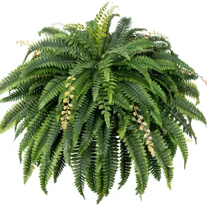 Single 45 Inch Artificial Boston Fern Bush, 88 Stems Large Realistic Hanging Fake Plant, Indoor Outdoor Home Decor, Office Garden Porch Decoration
